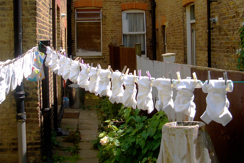 Cloth Nappies hanging on a washing line