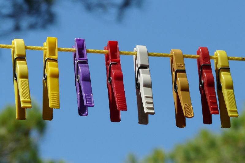 Pegs on a washing line